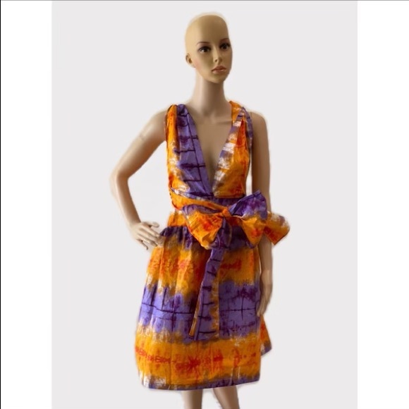 African Print Ankara Tie Dye Handmade Infinity Midi Dress - Picture 5 of 5